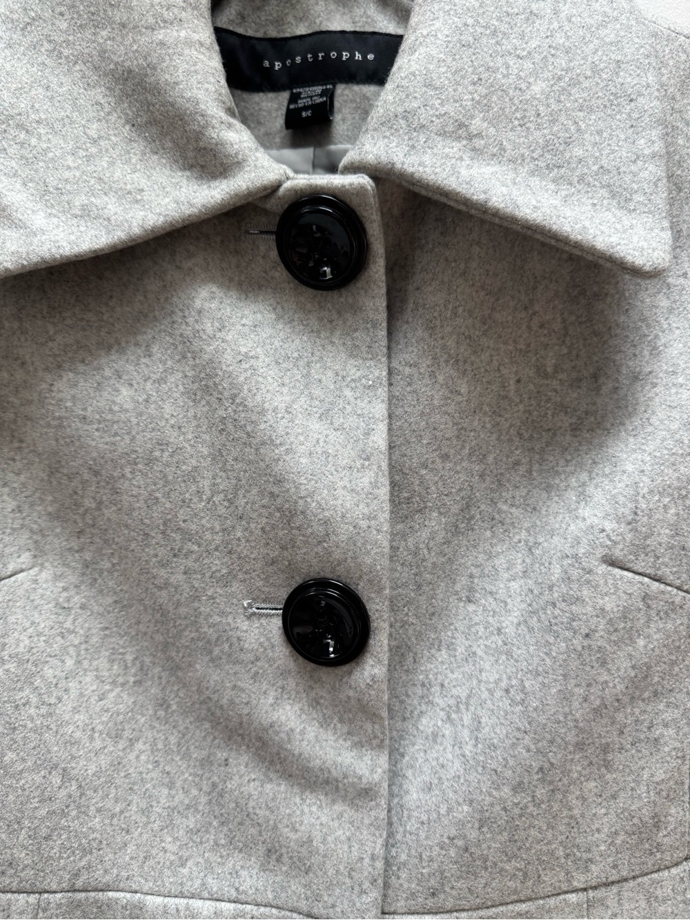 Apostrophe Light Gray Wool-Blend Pea Coat - Picture 4 of 5